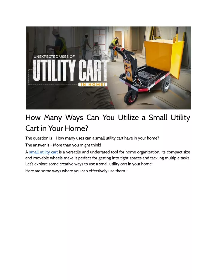 how many ways can you utilize a small utility