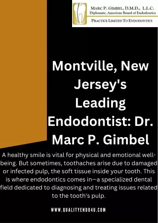 Montville, New Jersey's Leading Endodontist Dr. Marc P. Gimbel