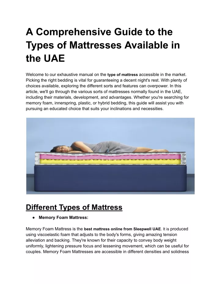 a comprehensive guide to the types of mattresses
