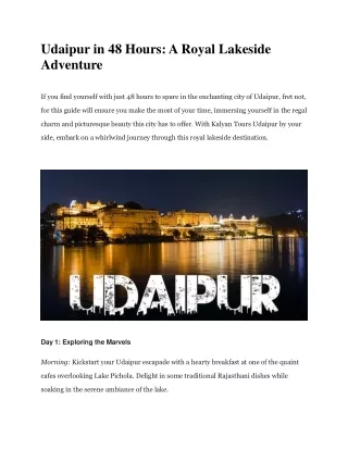 Udaipur in 48 Hours- A Royal Lakeside Adventure