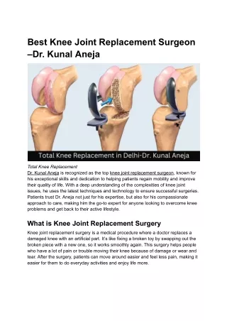 Best Knee Joint Replacement Surgeon –Dr. Kunal Aneja