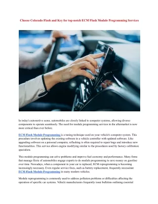 Choose Colorado Flash and Key for top-notch ECM Flash Module Programming Services