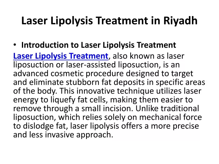 laser lipolysis treatment in riyadh