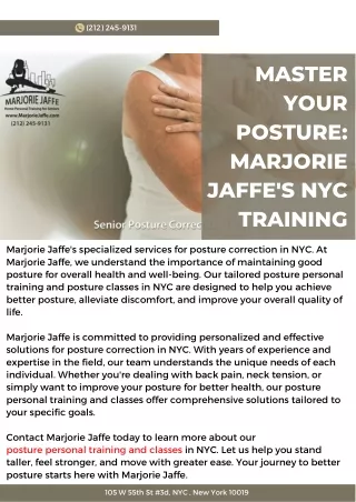 Master Your Posture: Marjorie Jaffe's NYC Training