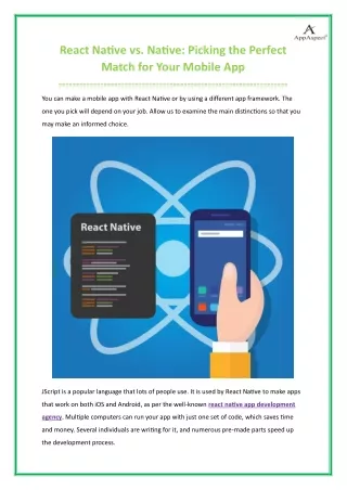 React Native vs. Native Picking the Perfect Match for Your Mobile App