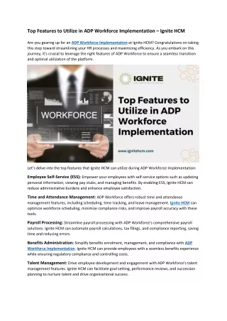 Top Features to Utilize in ADP Workforce Implementation
