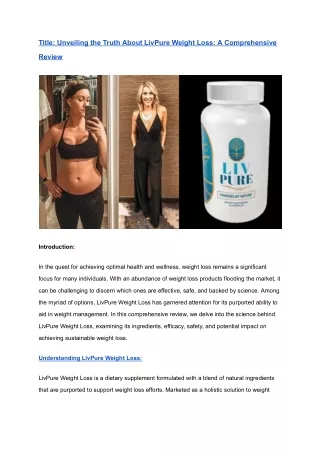 Unveiling the Truth About LivPure Weight Loss