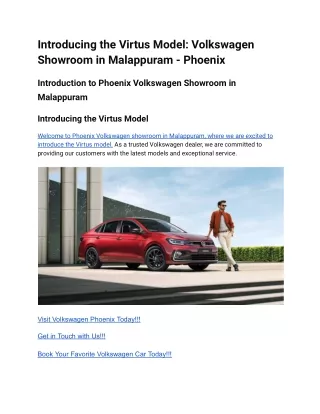 Introducing the Virtus Model_ Volkswagen Showroom in Malappuram - Phoenix