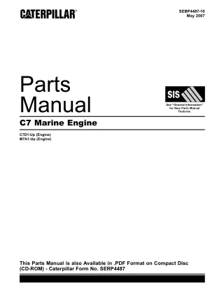 Caterpillar Cat C7 Marine Engine Parts Catalogue Manual