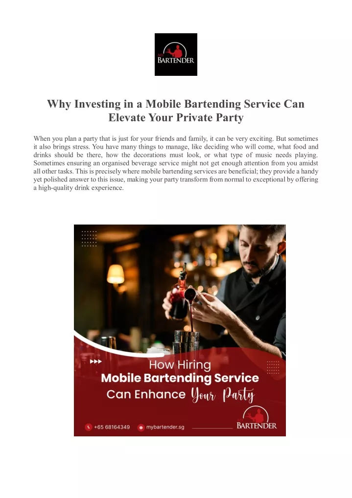 why investing in a mobile bartending service