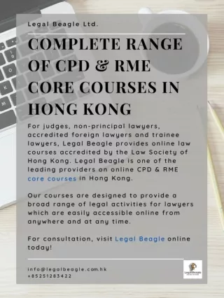 Complete Range of CPD & RME Core Courses in Hong Kong