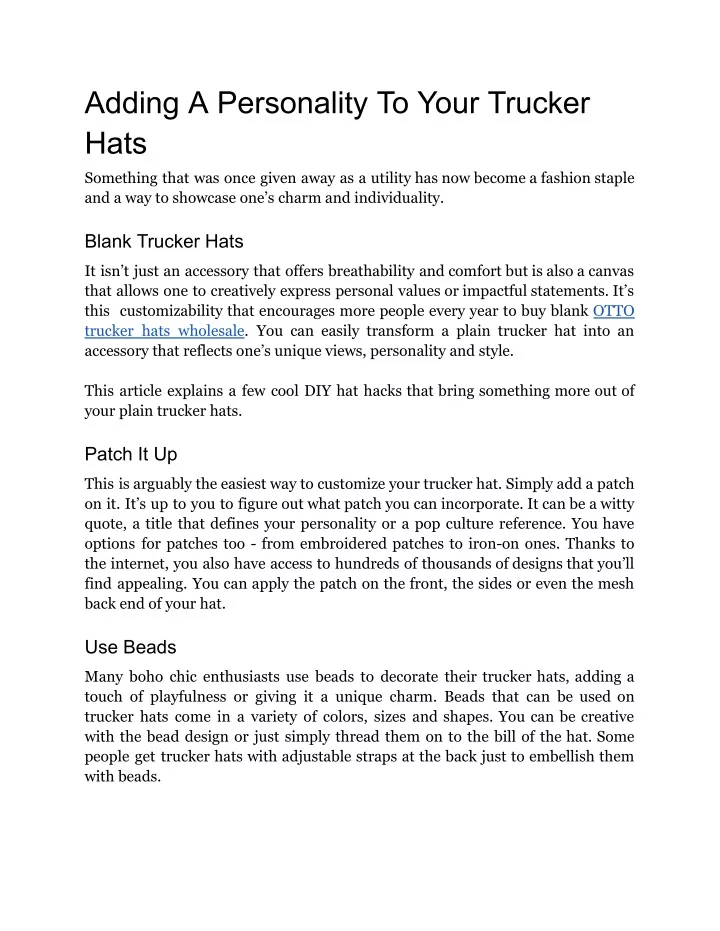 adding a personality to your trucker hats