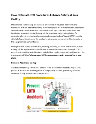 How Optimal LOTO Procedures Enhance Safety at Your Facility