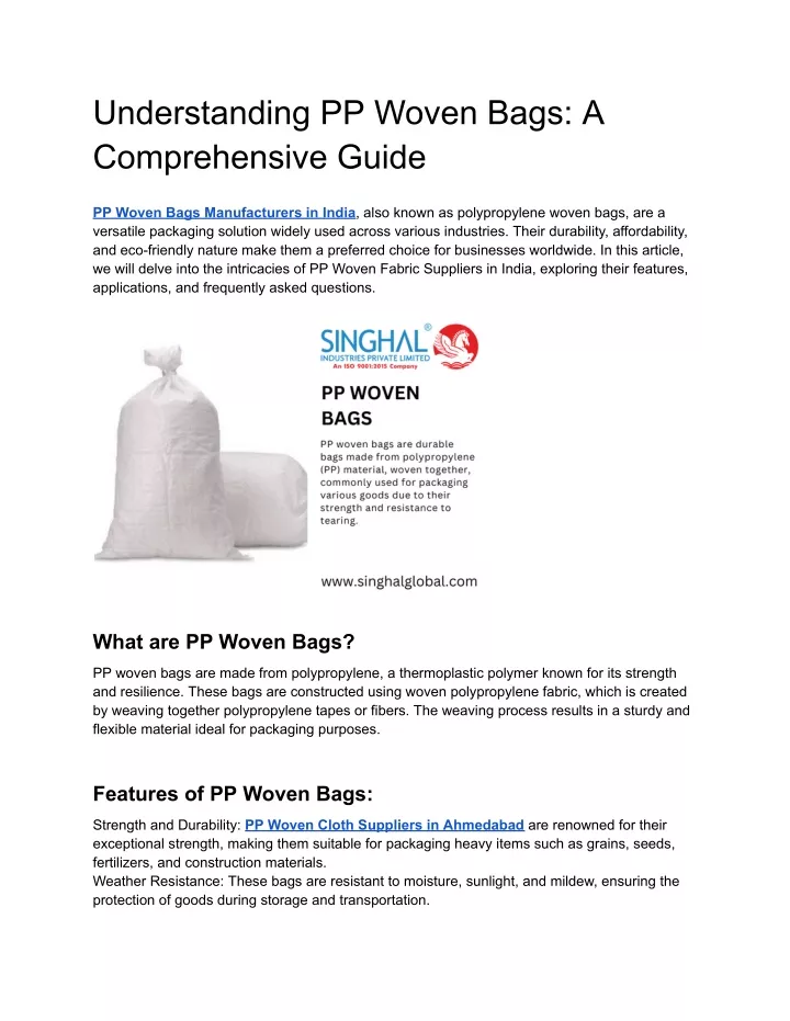 understanding pp woven bags a comprehensive guide