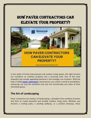 How Paver Contractors Can Elevate Your Property?
