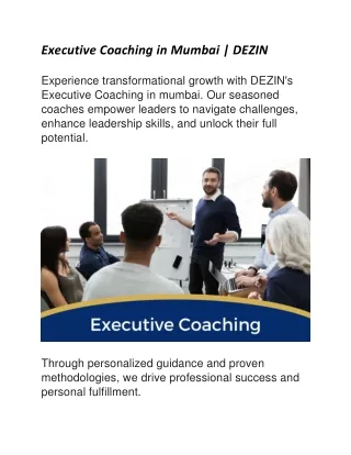 Executive Coaching in Mumbai | DEZIN