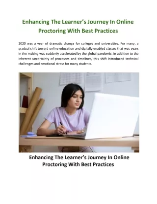 Enhancing The Learner’s Journey In Online Proctoring With Best Practices