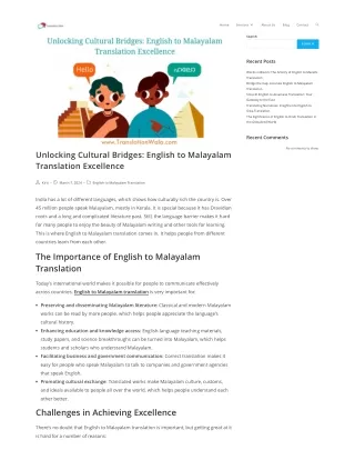 Unlocking Cultural Bridges English to Malayalam Translation Excellence