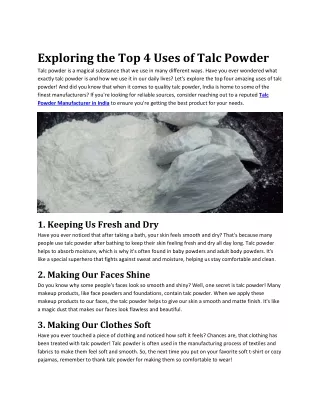Exploring the Top 4 Uses of Talc Powder