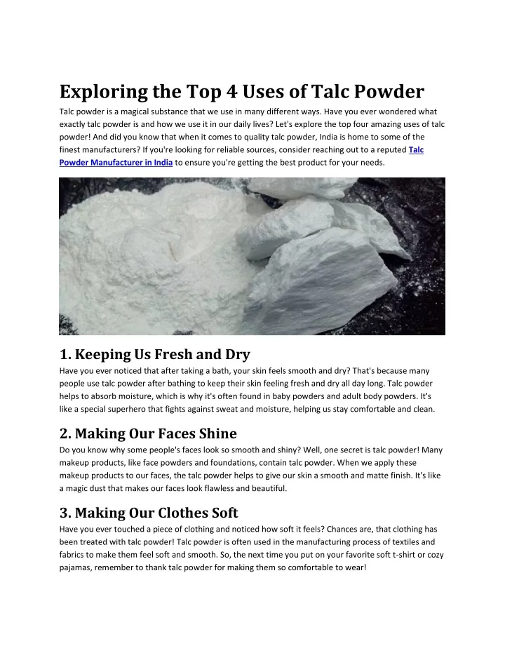 exploring the top 4 uses of talc powder