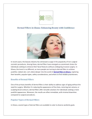 Dermal Fillers in Ghana: Enhancing Beauty with Confidence