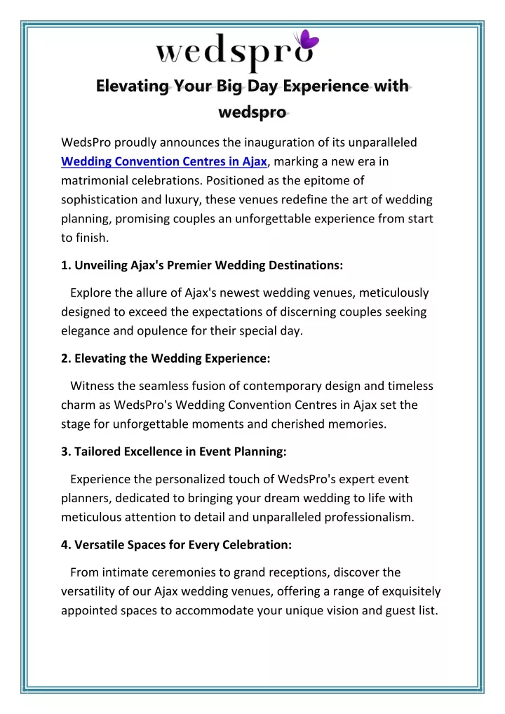elevating your big day experience with wedspro