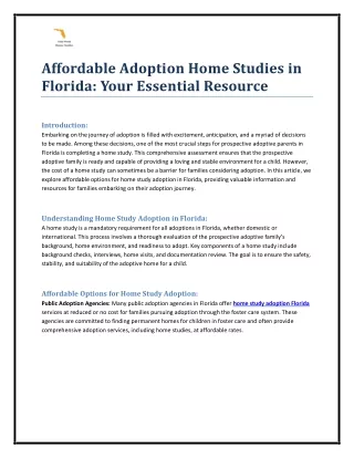 Affordable Adoption Home Studies in Florida