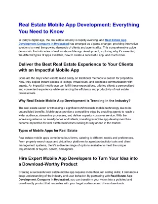 Real Estate Mobile App Development_ Everything You Need to Know