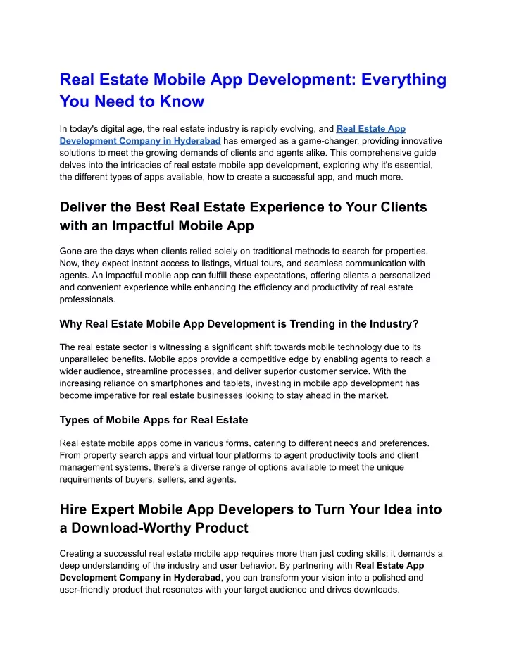 real estate mobile app development everything