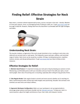 Finding Relief: Effective Strategies for Neck Strain