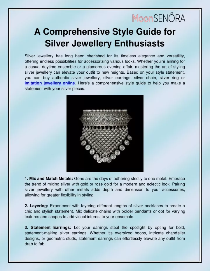 a comprehensive style guide for silver jewellery
