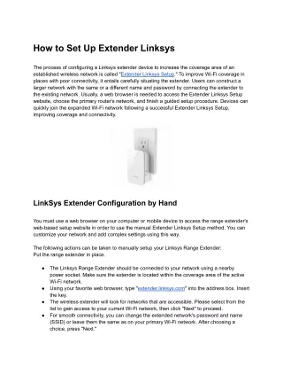 How to Set Up Extender Linksys