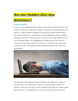 How does Modalert effects on the sleep disturbances