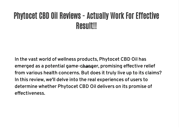 phytocet cbd oil reviews actually work