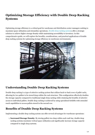 Optimizing Storage Efficiency with Double Deep Racking Systems