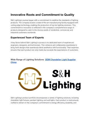 S&H Lighting: Illuminating Excellence in Chandelier Light Manufacturing