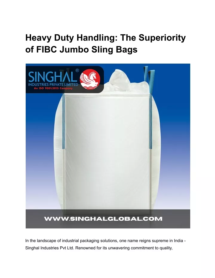 heavy duty handling the superiority of fibc jumbo