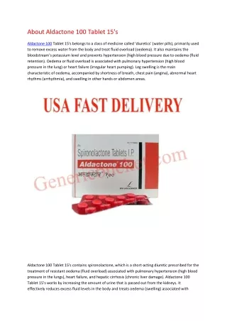 about aldactone 100 tablet 15 s