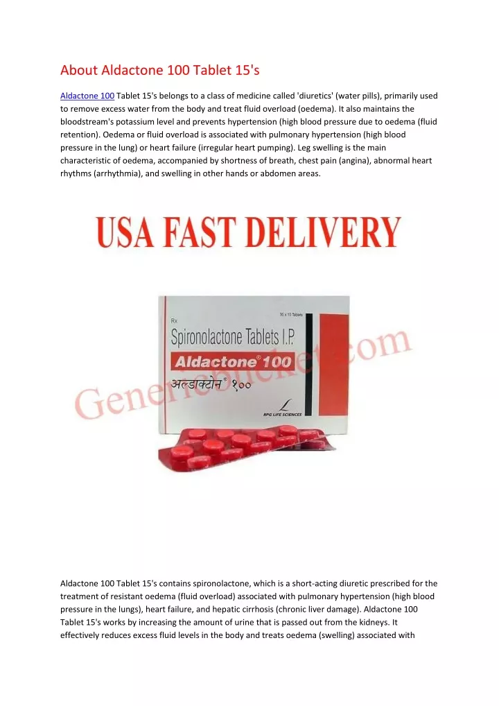 about aldactone 100 tablet 15 s