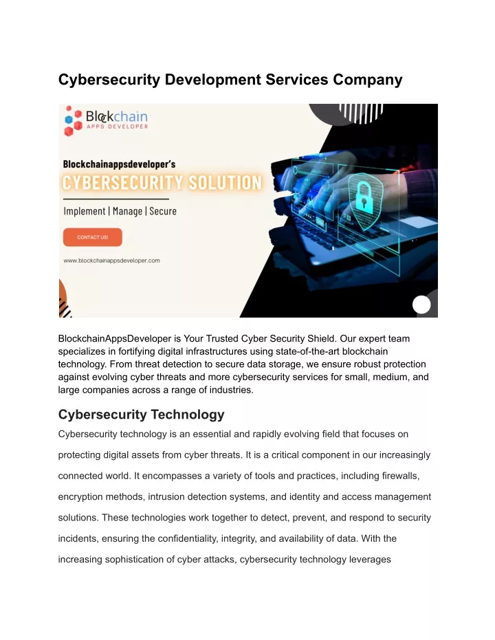 cybersecurity development services company