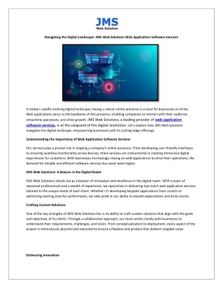 Navigating the Digital Landscape: JMS Web Solutions Web Application Software Ser