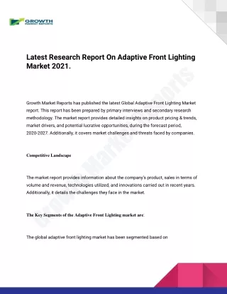 latest research report on adaptive front lighting