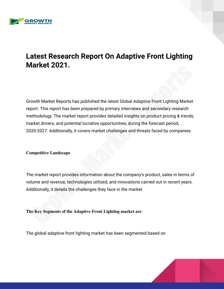 latest research report on adaptive front lighting