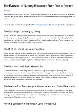 The Evolution of Nursing Education: From Past to Present