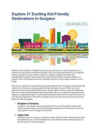 Explore 31 Exciting Kid-Friendly Destinations In Gurgaon