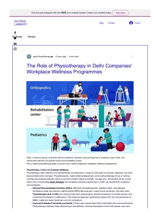 The Role of Physiotherapy in Delhi Companies' Workplace Wellness Programmes