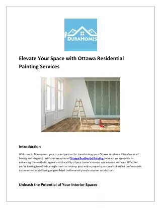 Elevate Your Space with Ottawa Residential Painting Services