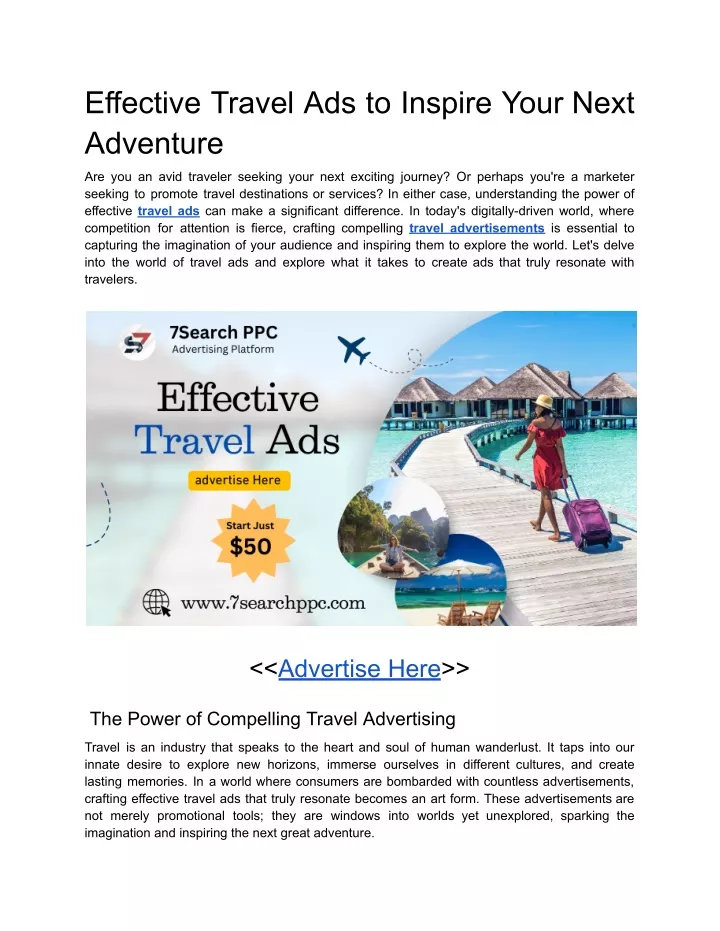effective travel ads to inspire your next