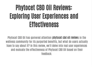 Phytocet CBD Oil Reviews: Exploring User Experiences and Effectiveness