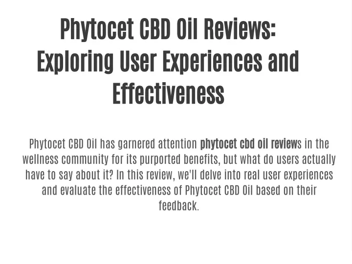 phytocet cbd oil reviews exploring user